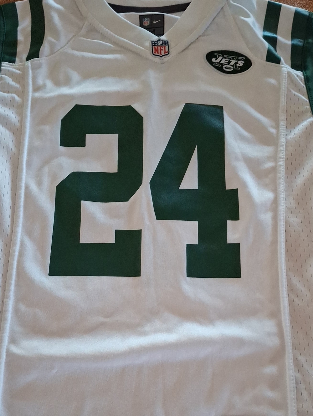 Nike White & Green #24 Football Jersey - Kids Jets